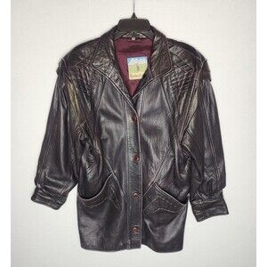 VTG Seiden Leder Echtes Lamm Leather Jacket Rocker Distressed Dark Brown Mens 34